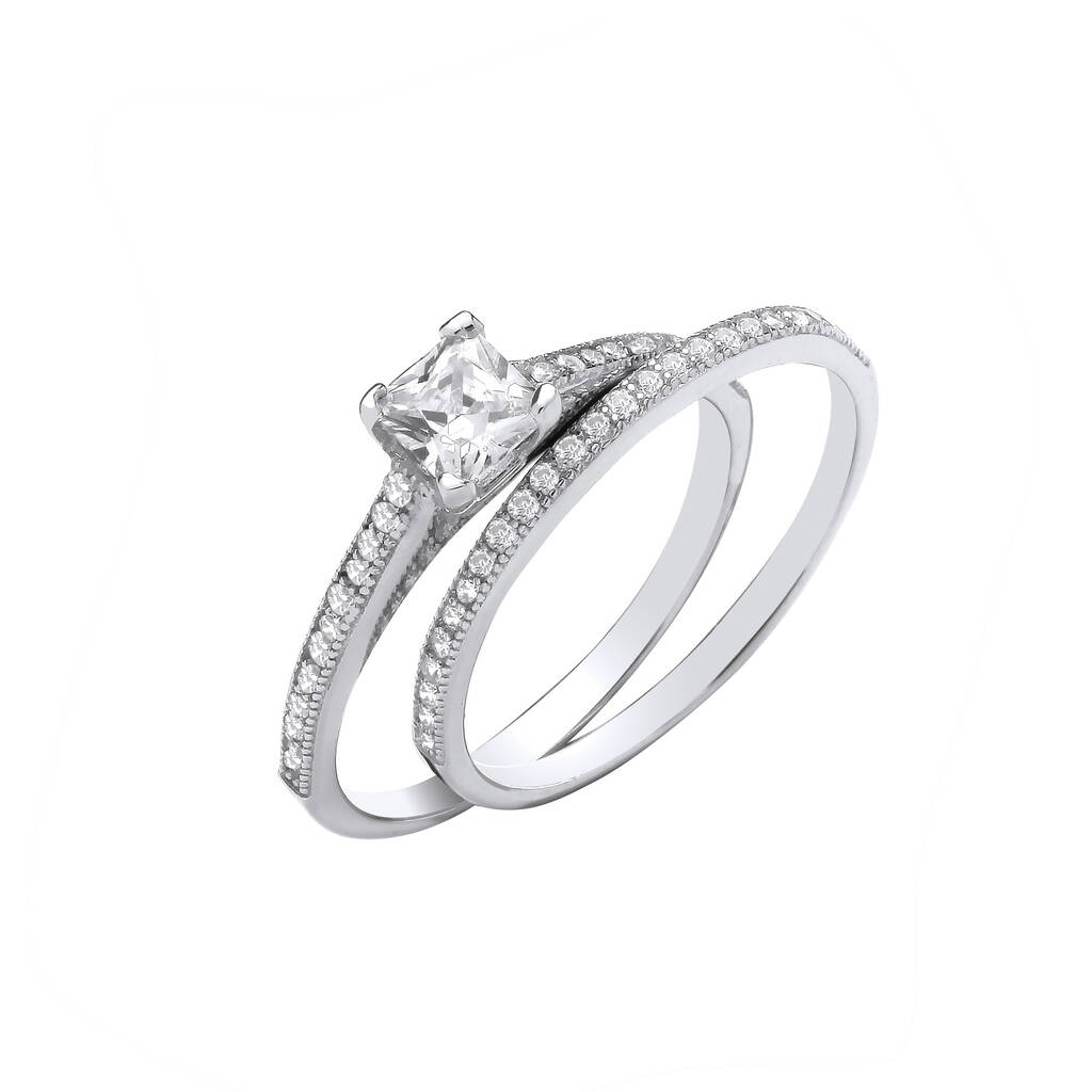 Eternal Bloom Sterling Silver Bridal Ring Set