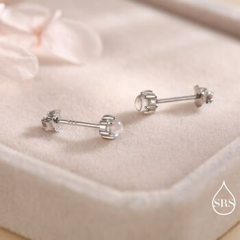 Sterling Silver Moonstone Stud Earrings, 5 of 12