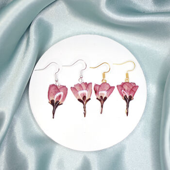 Rose Bud Pressed Flower Silver Or Gold Earrings, 4 of 11