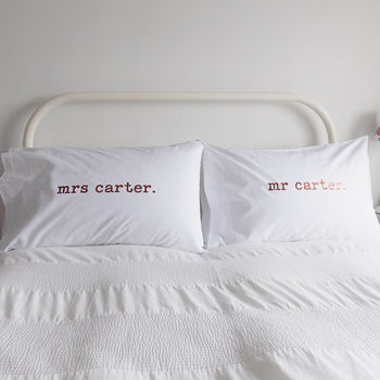 Mr And Mrs Personalised Pillow Case Set, 4 of 10