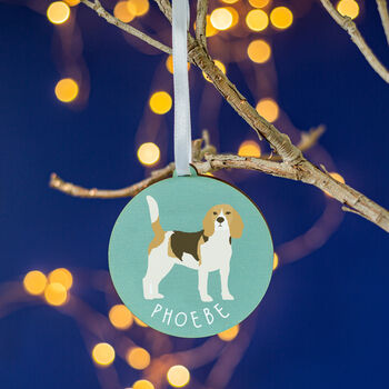 Beagle Personalised Dog Christmas Tree Decoration, 3 of 6