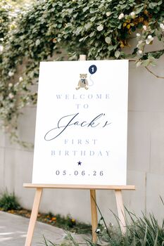 Personalised Teddy Bear First Birthday Welcome Sign, 3 of 3