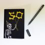 50th Balloon Skeleton Gothic Birthday Card, thumbnail 3 of 8