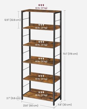 Five/Six Tier Bookcase With Back Panels Shelving Unit, 12 of 12