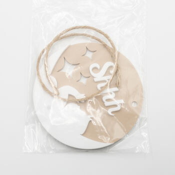Shhh Nursery Door Sign – Beige Round Acrylic, 5 of 7