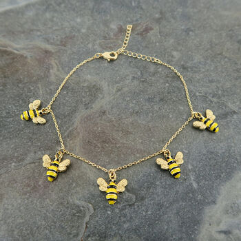 Bee Charm Bracelet, Gold Tone, 2 of 3
