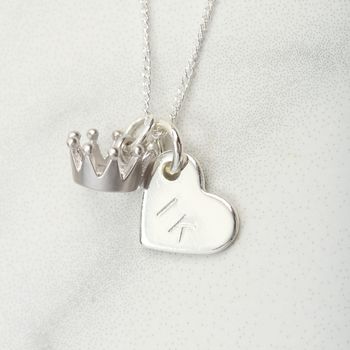 Personalised Crown Heart Pendant Necklace Gift For Her, 3 of 4