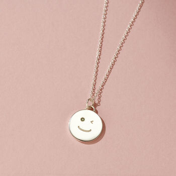 Birthstone Wink Face Disc Necklace, 3 of 9