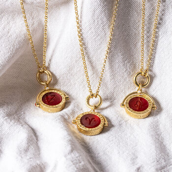 Zodiac And Star Sign Spinner Necklace In Gold, 7 of 12