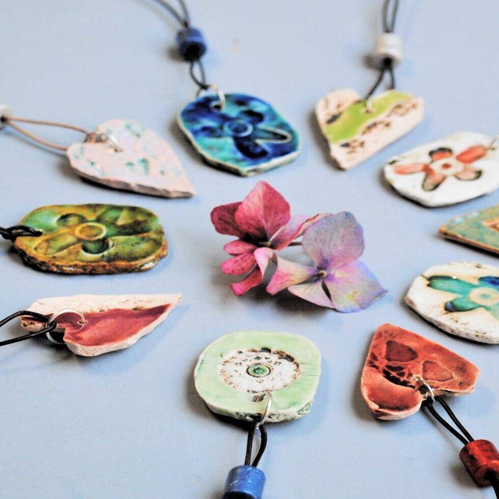 Mothers Day Gift Handmade Ceramic Pendant Adjustable Length, 1 of 12