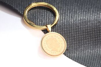 2008 18th Birthday One Penny Coin Keyring Gift, 2 of 5