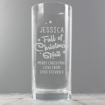 Personalised Full Of Christmas Spirit Highball Glass Gift Boxed – Christmas Gift Idea, 3 of 4