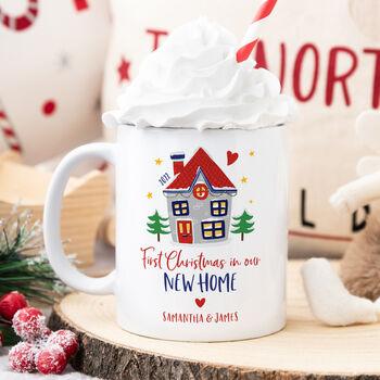 Personalised Set Of Two Mugs 'First Christmas New Home', 3 of 3