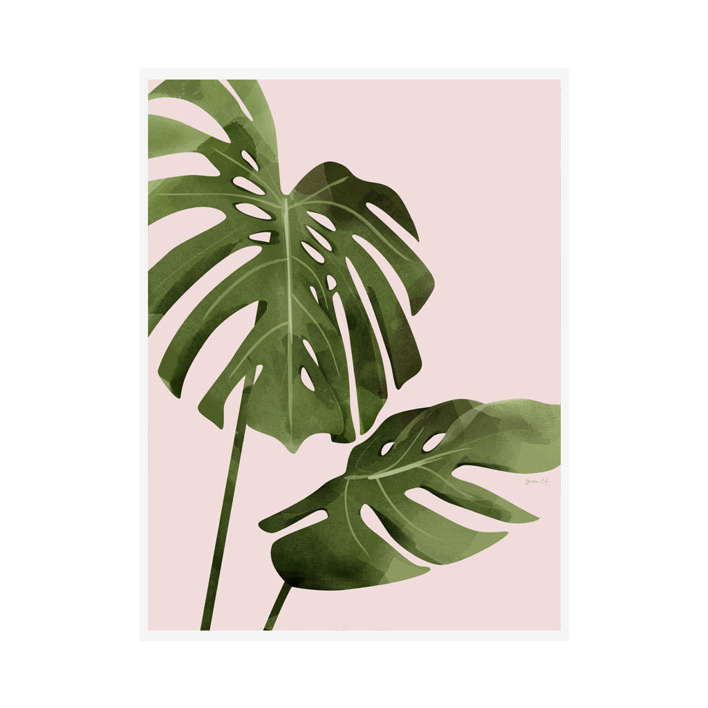 'split leaves' tropical painted palm leaves print by green lili | notonthehighstreet.com