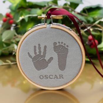 Baby Hand And Footprint Velvet Christmas Decoration, 4 of 6