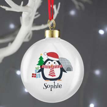 Personalised Christmas Penguin Bauble, 2 of 3