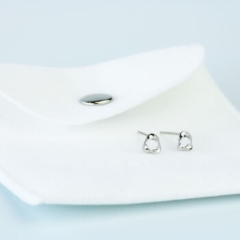 Sterling Silver Tiny Twisted Triangle Stud Earrings, 4 of 5