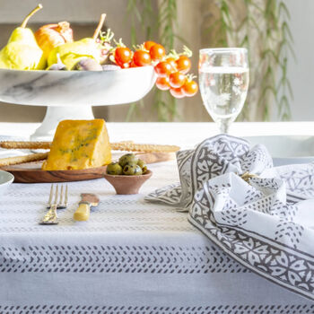 Misty Grey Cotton Hand Block Printed Napkins, 8 of 8