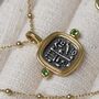 Gold Plated Sterling Silver Hieroglyphics Square Necklace, thumbnail 4 of 11