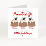 Personalised Christmas Card For Auntie Little Pudding Design, thumbnail 3 of 7