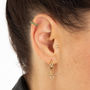 Huggie Hoop Earrings With Green Stones, thumbnail 4 of 7