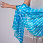 100% Mulberry Silk Scarf, Turquoise Blue Marbling In Gift Box, thumbnail 8 of 10