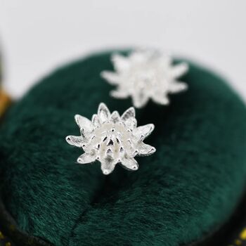Chrysanthemum Flower Stud Earrings In Sterling Silver, 7 of 12