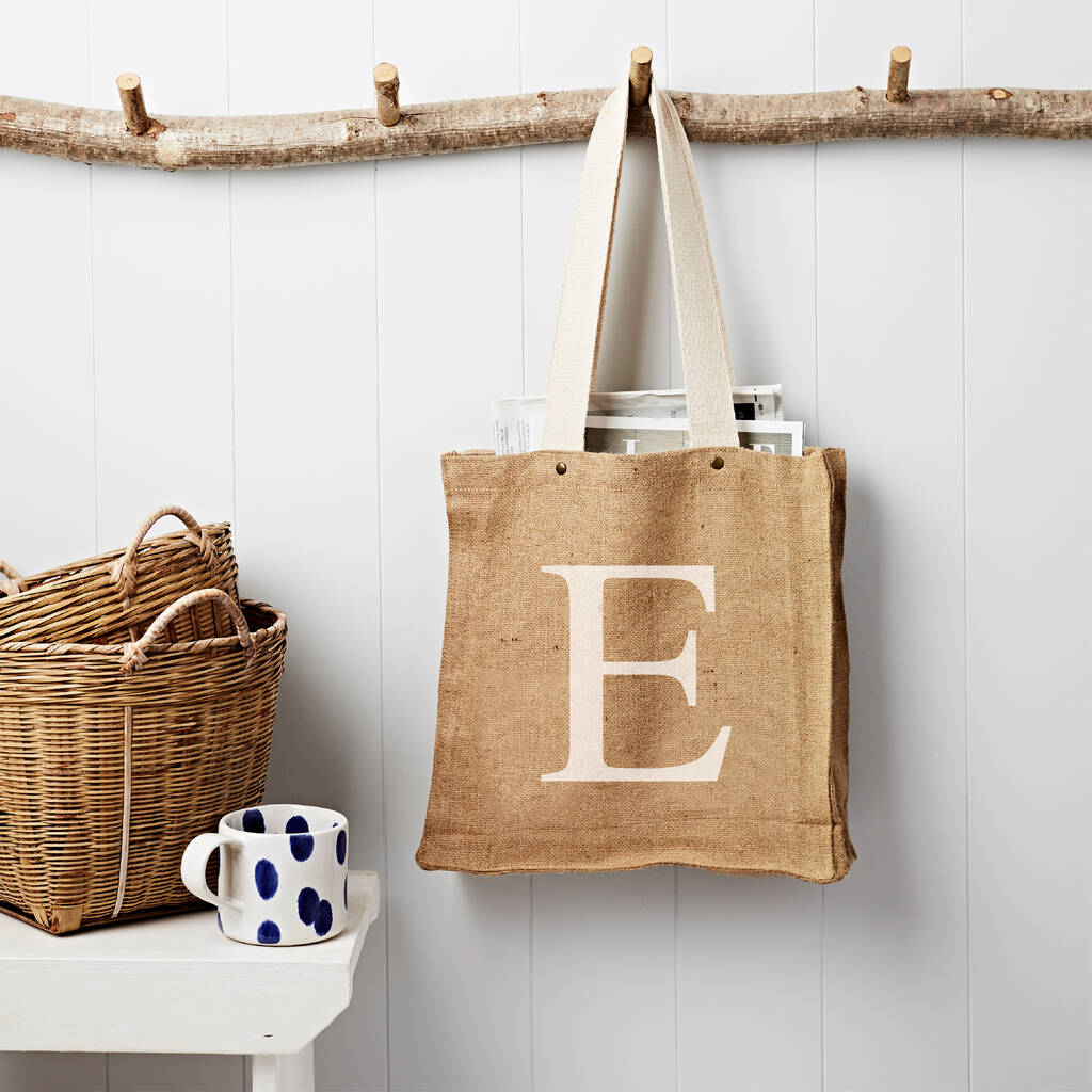 Personalised Letter Slouch Bag In Jute By Tillyanna ...