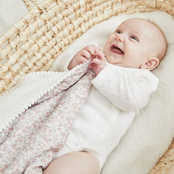 Granny Floral Baby Blanket Made With Warm And Cosy Muslin And Fleece For Cottage Style Nursery, 3 of 9