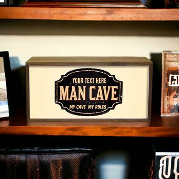 Personalised Light Box For Him Man Cave My Cave My Rules, 3 of 5