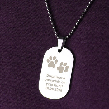 Personalised Paw Prints Stainless Steel Dog Tag Necklace, 11 of 12