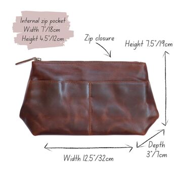 Womens Leather Wash Bag, Cosmetic Bag, 4 of 4
