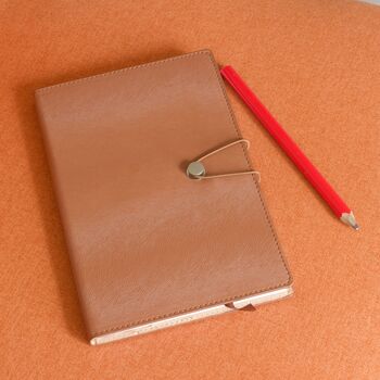 Brown Lined A5 Notebook With Elastic Fastener And Stud, 4 of 5