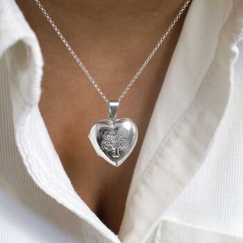 Sterling Silver Tree Heart Locket Necklace, 2 of 12