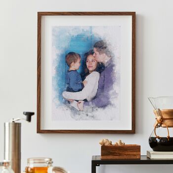 Family Photo Hand Painted Watercolour Style Art Print, 5 of 10