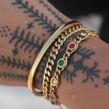 18ct Gold Colourful Gemstone Tennis Bracelet, 2 of 6