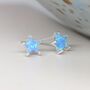 Sterling Silver Blue Opal Star Stud Earrings, thumbnail 4 of 9