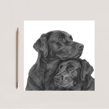 Hand Drawn Labrador Cuddles Dog Pet Greeting Card, 3 of 6
