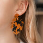 Orange Tortoiseshell Leaf Earrings, thumbnail 3 of 3
