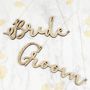Pair Of Wooden 'Bride' And 'Groom' Hanging Signs, thumbnail 1 of 3