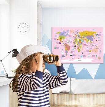 Map Of The World Canvas Print For Kids, 2 of 6