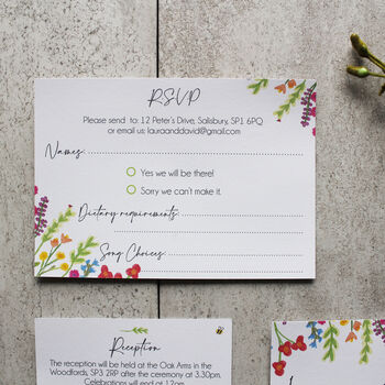 Wildflower Colourful Wedding Invitations, 6 of 12