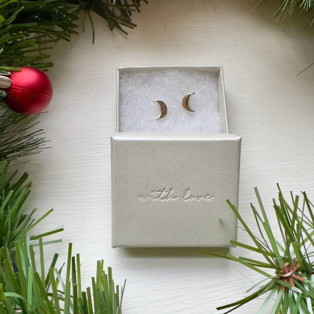 Moon Stud Earrings In Sterling Silver, 1 of 6