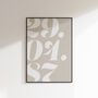 Personalised Bold Date Print In Neutral Colours, thumbnail 6 of 9