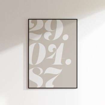 Personalised Bold Date Print In Neutral Colours, 6 of 9