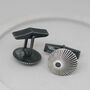 Sterling Silver And Black Cufflinks With Sunburst Motif, thumbnail 8 of 12