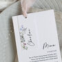 Periwinkle Wedding Menu Cards With Guest Name Tags And Ribbon, thumbnail 2 of 7