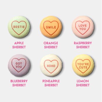 Love Hearts Sherbet Valentine's Macarons Gift Box Of Six, 2 of 11