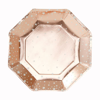 Rose Gold Foiled Star Design Paper Party Plates, 2 of 3