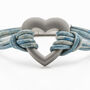 Custom Blue Leather Heart Urn Ashes Bracelet For Memorial Keepsake Gift, thumbnail 4 of 10